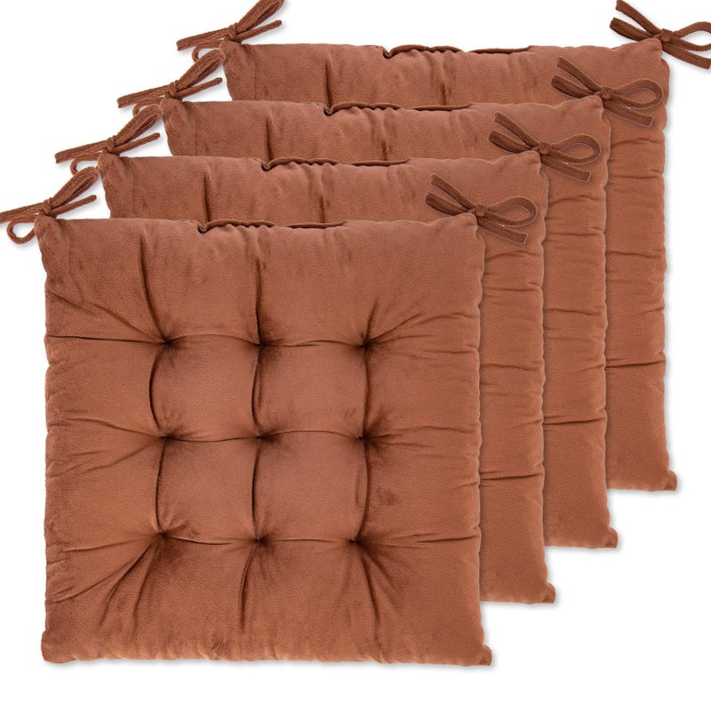 WONDER MIRACLE 4 Pack Seat Cushion/Chair Cushion Pads for Dining Chairs, Office Chair, Car, Floor, Outdoor, Patioï¼ŒMachine Wash & Dryer Friendly (Flannel 16"Ã—16", Coffee) - Image 1